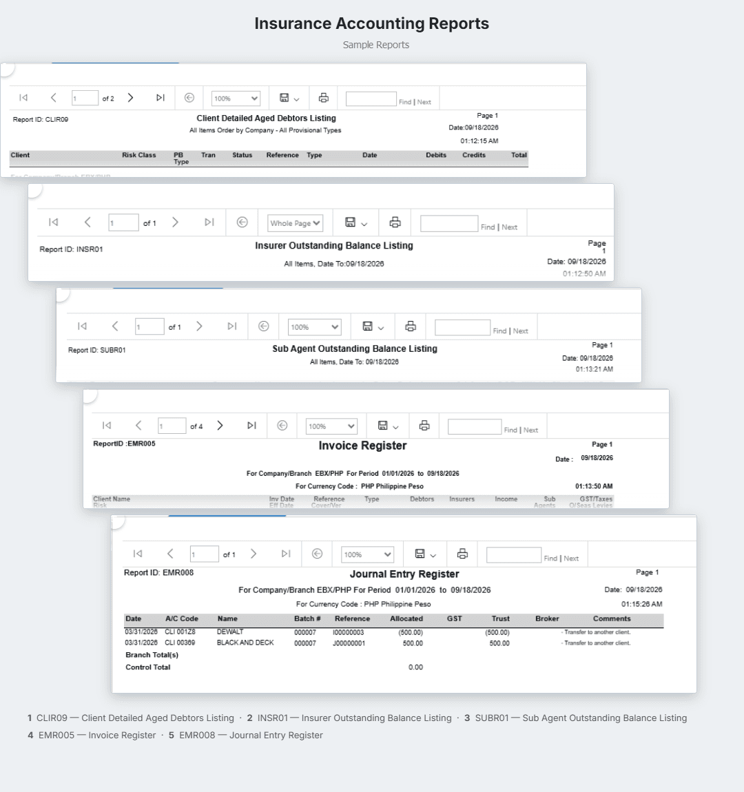 EbixEvolution insurance accounting reports