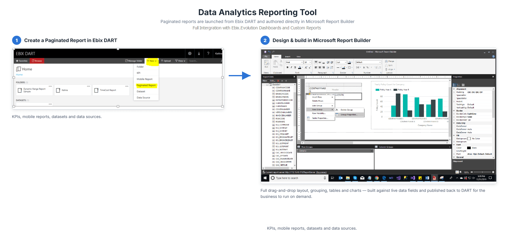 EbixEvolution Data Analytics Reporting Tool with Microsoft Report Builder