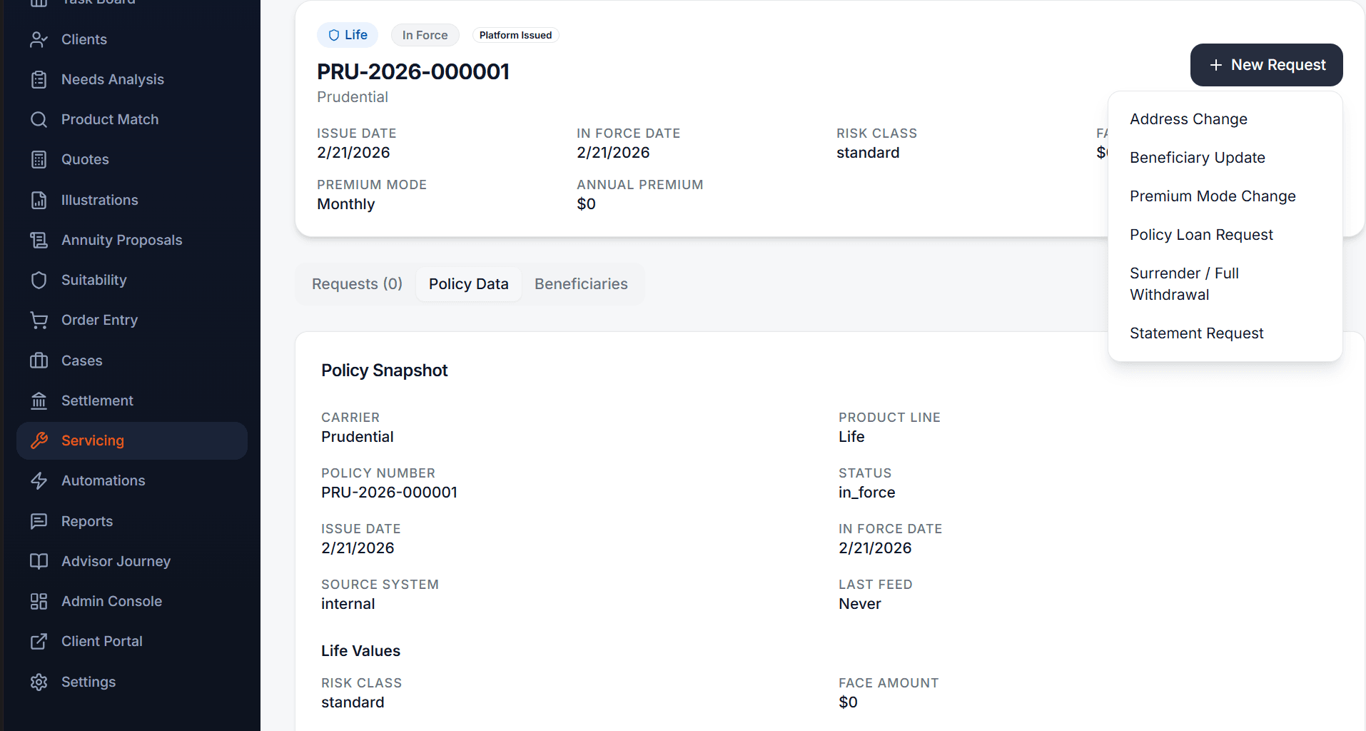 Receipting and settlement screen